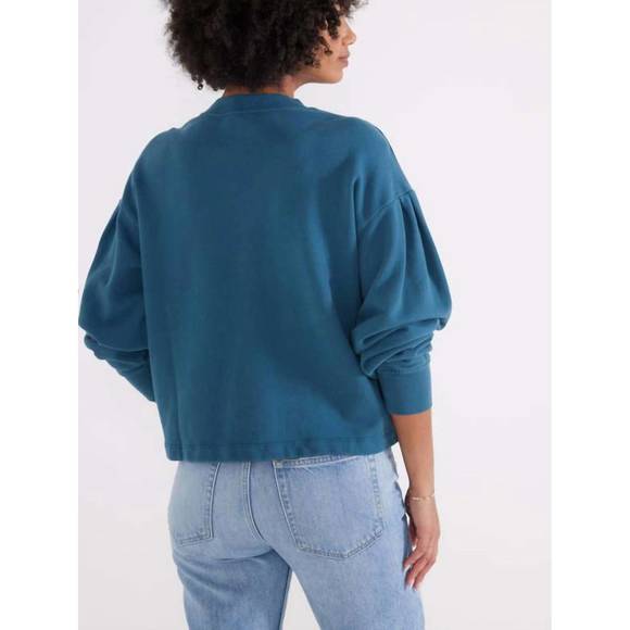 NEW ETICA jael pleat sleeve sweatshirt in lyons blue - Picture 4 of 4